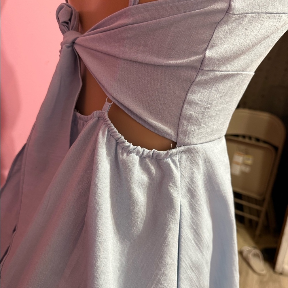 Altar'd State Light Blue Spaghetti-Strap Flared Mini Dress - Picture 5 of 6